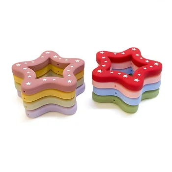Cross-Border New Food-Grade Five-Pointed Star Teething Baby Soothing Stick Soft Silicone Toy in Whale Shape