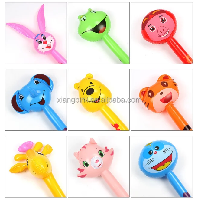 2021 Sue  Inflatable  Animals Stick with Sound Safri Animals Inflatables on a Stick- Tiger Zebra Giraffe Elephant- Party Toys