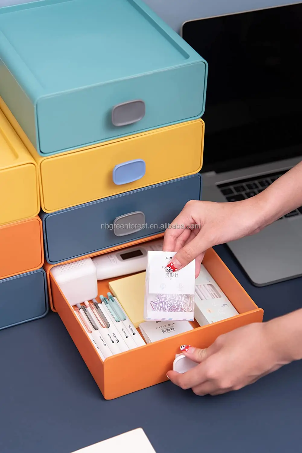 Plastic Storage Drawers Stackable Desktop Organizer Box 3drawer Set