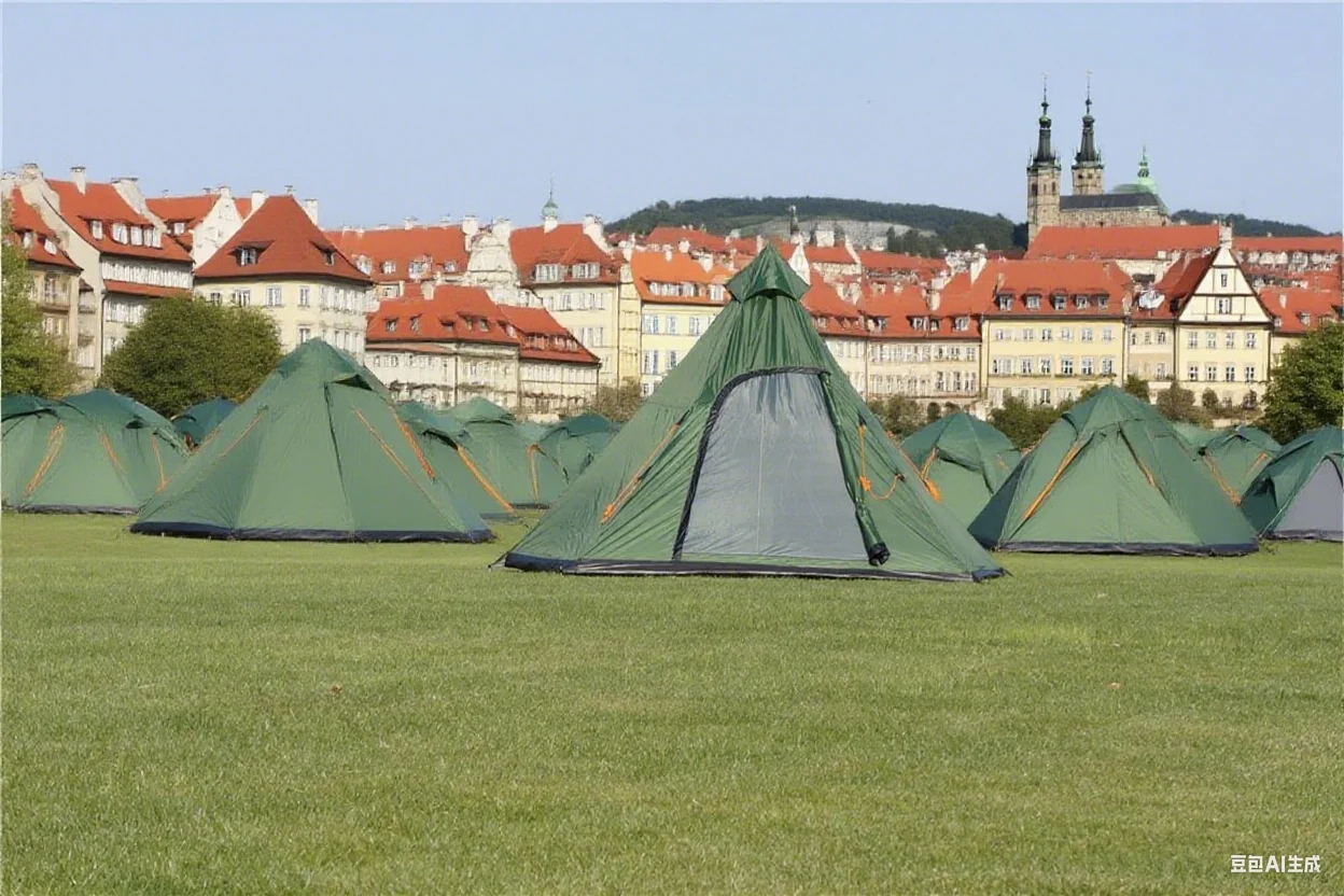 Outdoor Pyramid Camping Tent - Large Space, Waterproof & Windproof for Family Camping Trips