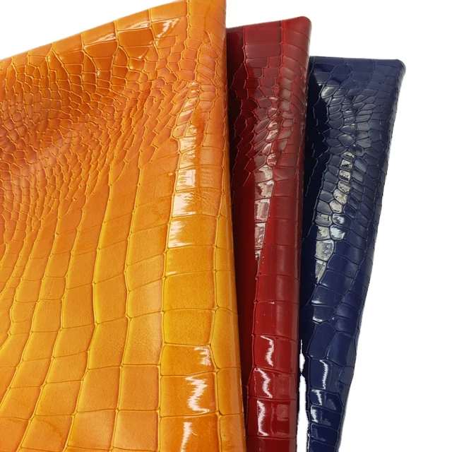 Custom Alligator 1 mm Knitted PVC Artificial Faux Synthetic Crocodile Leather for Bag Shoes Luggage Making