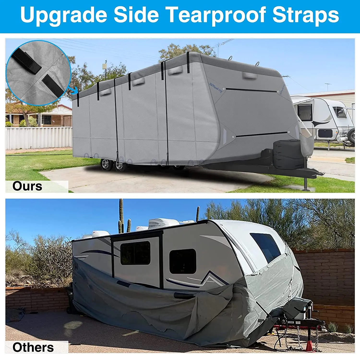Heavy Duty Outdoor Travel Trailer Cover Rv Cover Top Antiuv Camper For 31'34' Motorhome Car