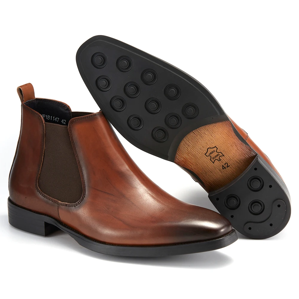 Online Wholesale Supplier Calf Leather Outdoor Chelsea Boots Men Chaussures  Pour Hommes Shoes Stock Horse Riding Martin Boots - Main Image