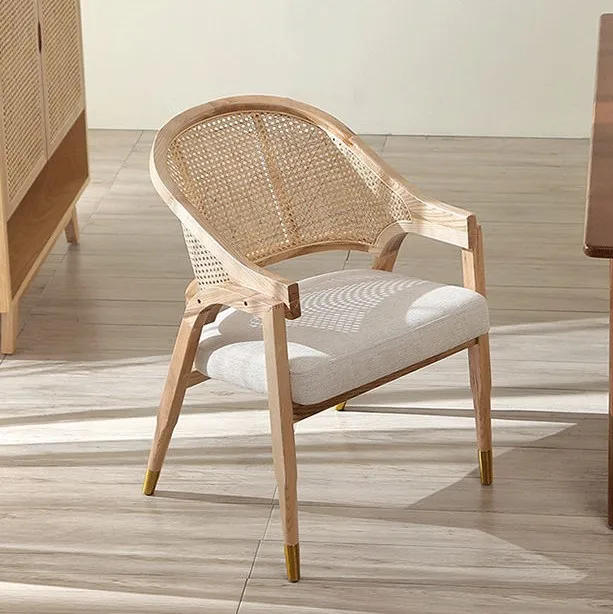 Mid-century Vintage Antique Design Restaurant Wooden Armchair Wicker Rattan Solid Wood Dining ...