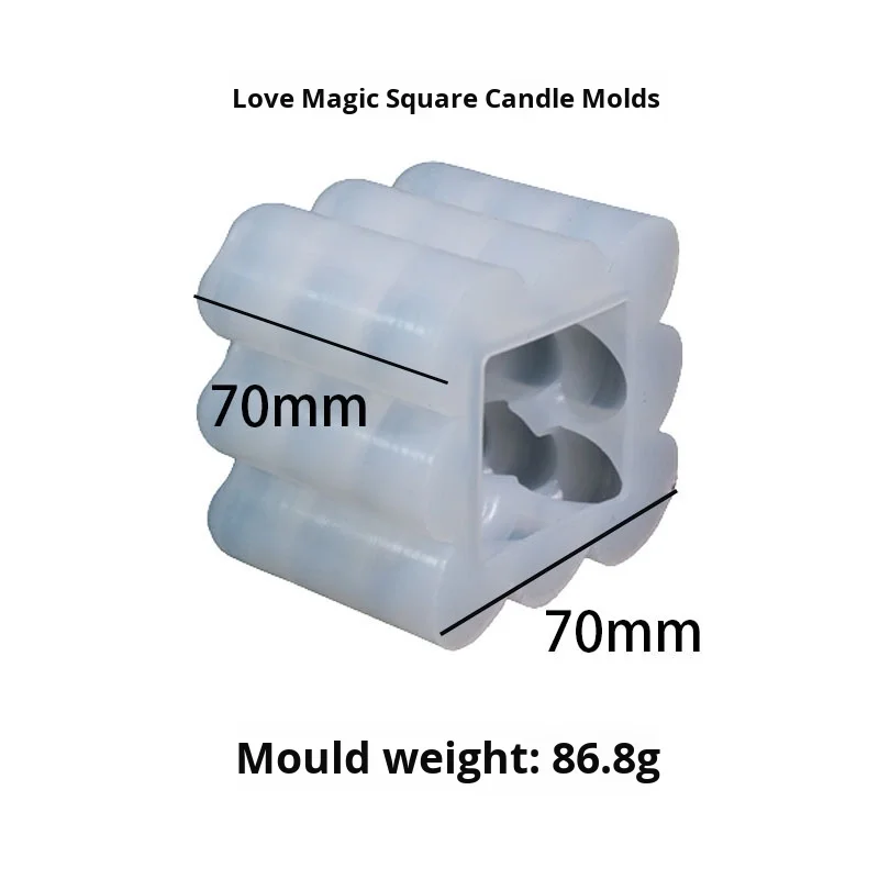 Heart Shaped DIY Rubik's Cube Aromatherapy Candle Mold Drip Glue Gypsum Baking Mousse Decorative Silicone Tool for Cake Baking details
