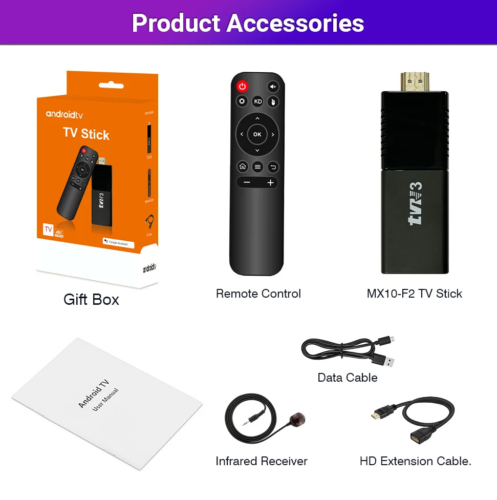 Tv Stick 4k Mx10 F3 2g Ram 16g Dual Band 2.4g&5g Smart Wifi Preto De