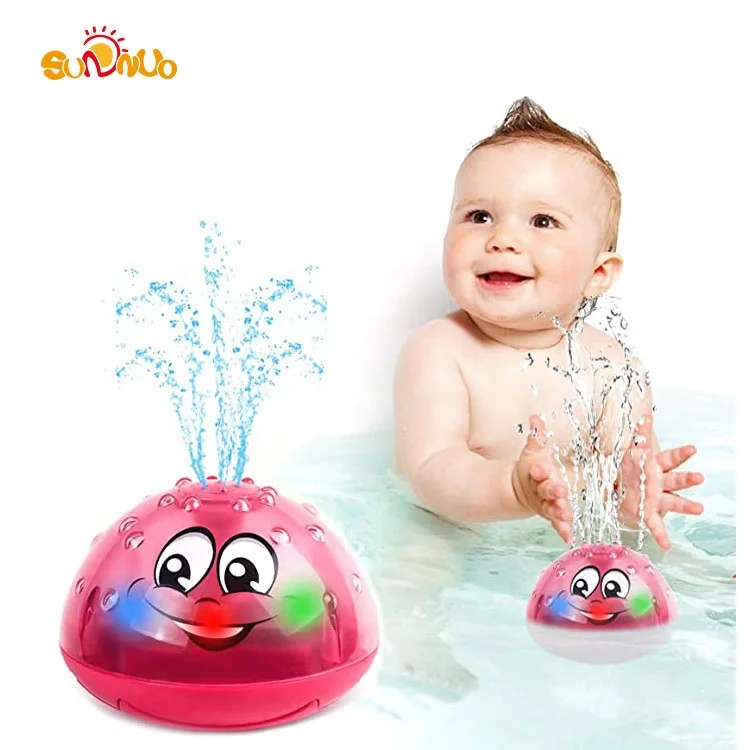Bath Mini Fountain Water Spray Toys LED Light Up Baby Bath Ball Toys