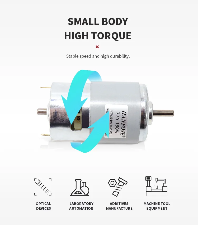 product 775 150w 12000rpm 12v high torque  motor with two ball bearing rated for cnc milling machine spindle motor lawn mower dc motor-3