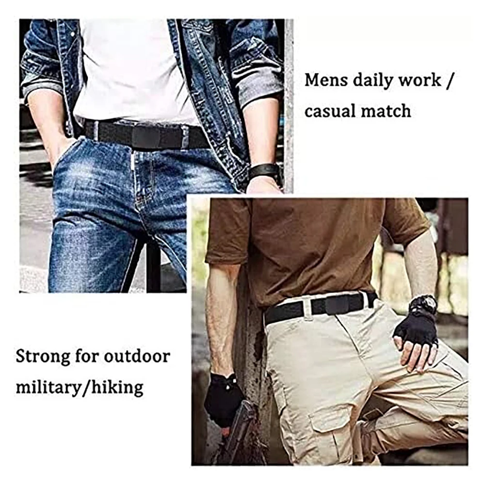 Wear-resistant Nylon Training Tactical Men Belt Webbing Canvas Outdoor Web Belt with Plastic Buckle Fits Pant