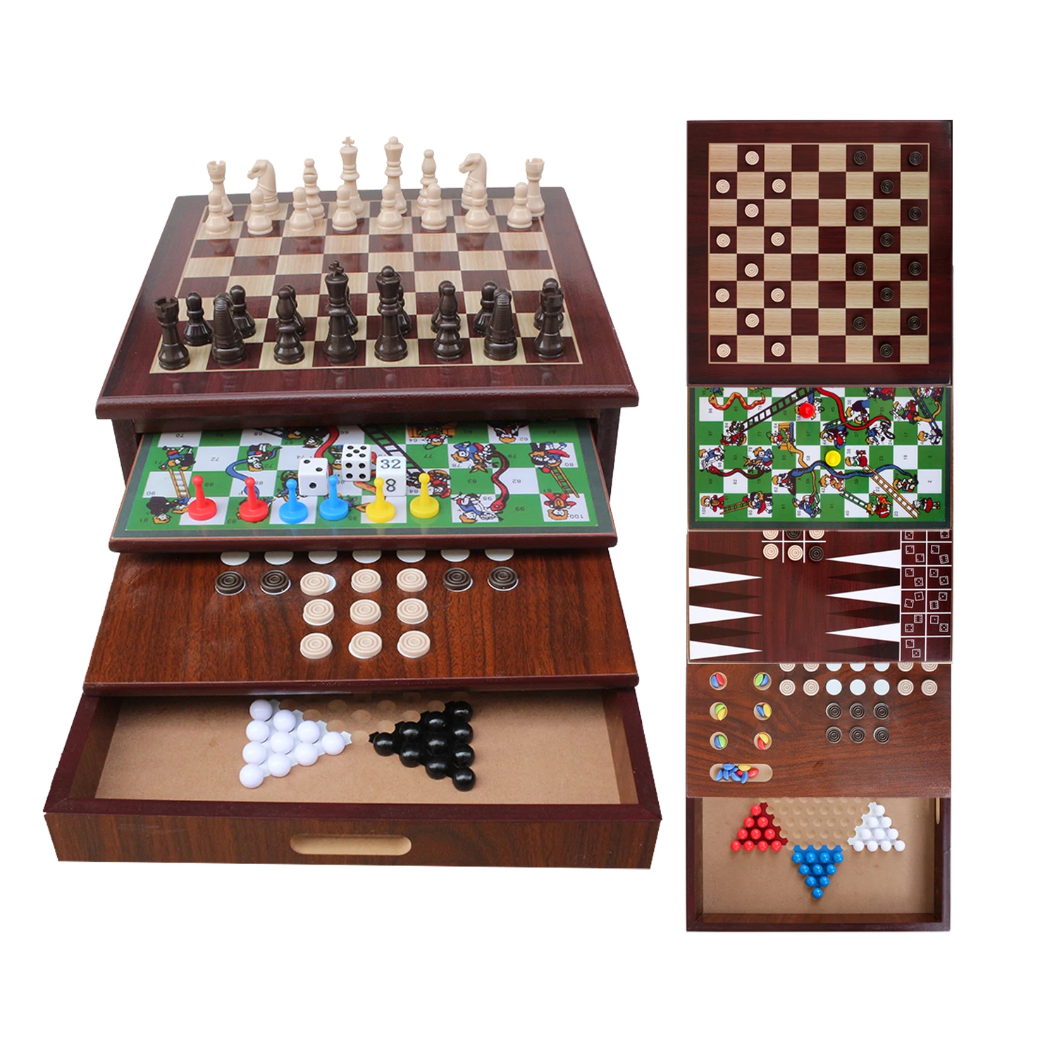 Игровой центр 10 в 1 портативный деревянный комбо-доска уникальный набор с игральными картами и для детей взрослых