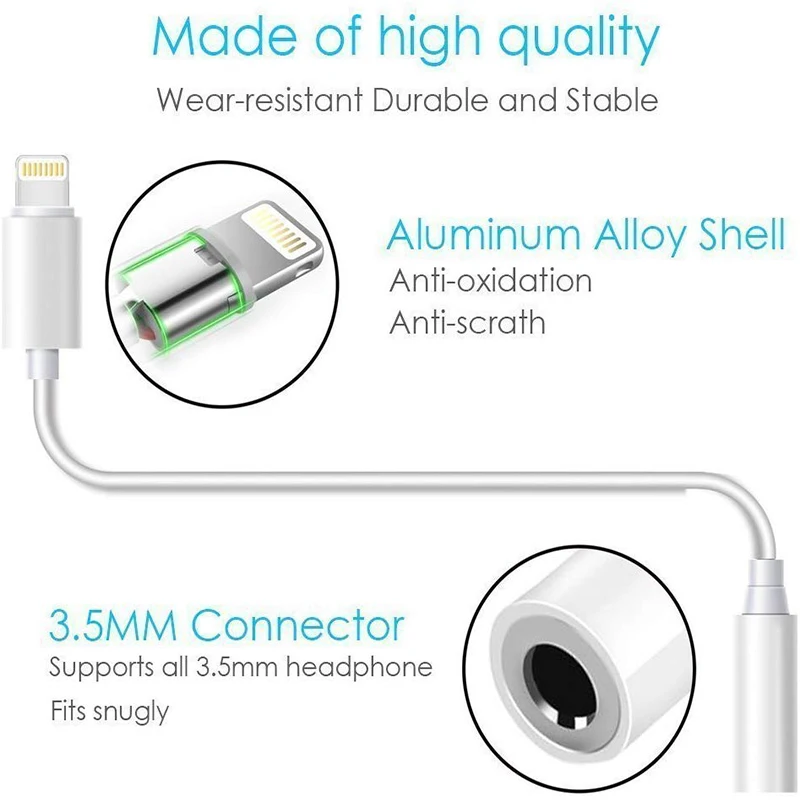 IKHISHI White iPhone Headphone Jack Adapter Headphone Jack Adapter Connector to 3.5mm AUX Audio Jack Earphone Extender Jack Stereo Compatible iPhone 7/7Plus iPhone XR/X/Xs/8/8Plus/7/7Plus 2 Pack 