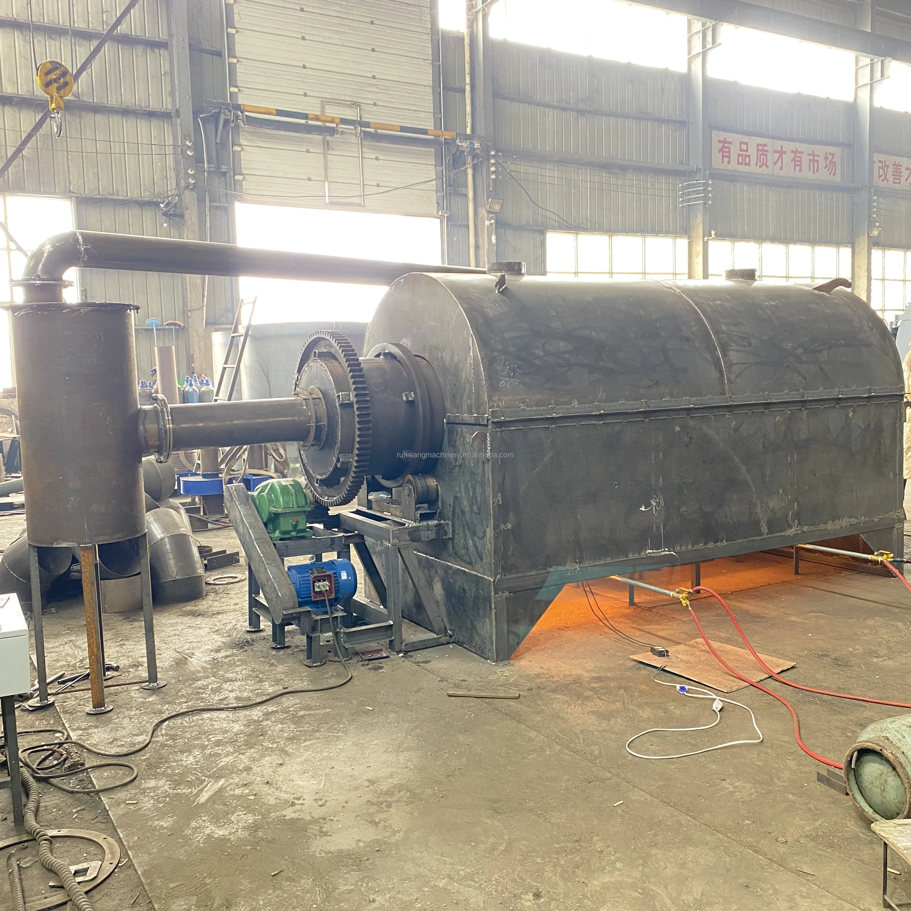 Hot Air Flow Continuous Rotary Biochar Pyrolysis Carbonization Stove ...