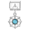 Steel bottom pendant-blue cat's eye circle