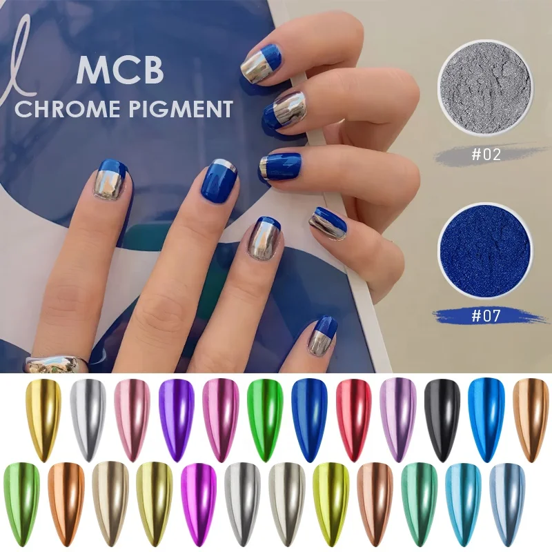 24 colors bulk chrome nails pigment