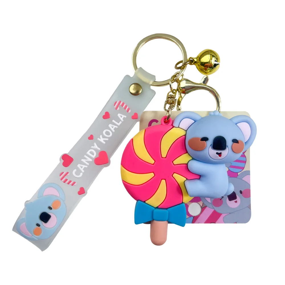 4-Piece Cute Koala Keychain Set Soft PVC Animal Pendant for Bags & Car Keys Birthday Gifts for Women