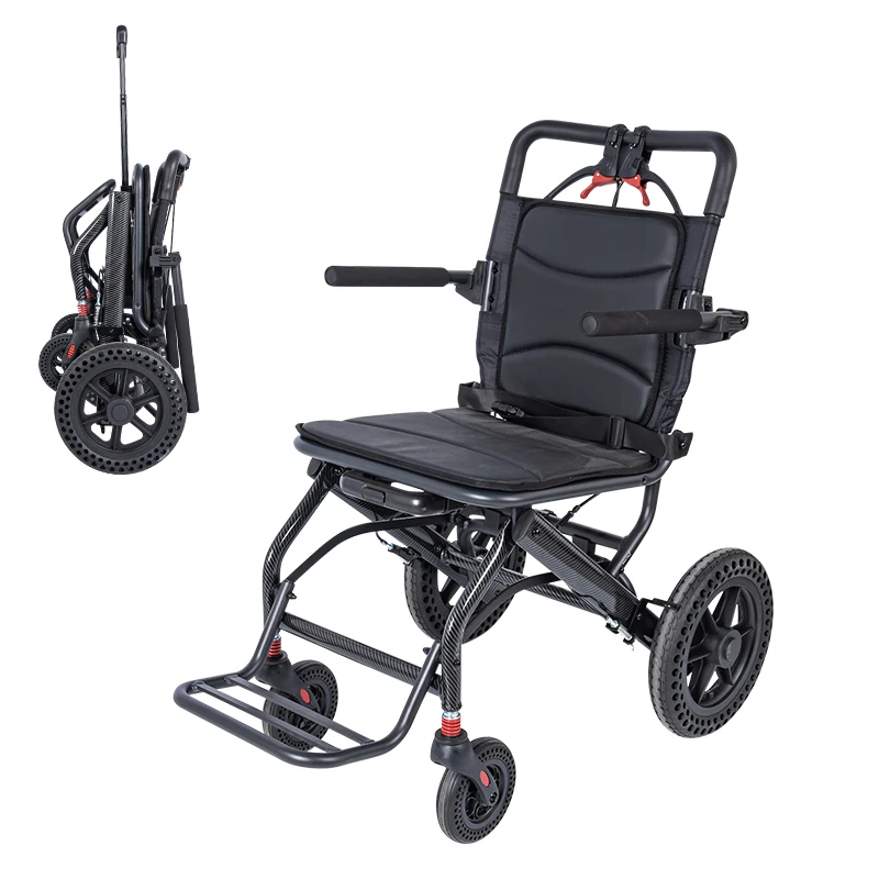 Ultra-Light Slim Portable Folding Travel with handbrake handle trolley for elderly/children moving chair manual wheelchair