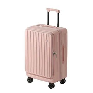 Wholesale Fashionable Three-Piece Luggage Set Side Open Cover 20-inch Boarding Case Expandable 24-inch Anti-Fall Suitcase
