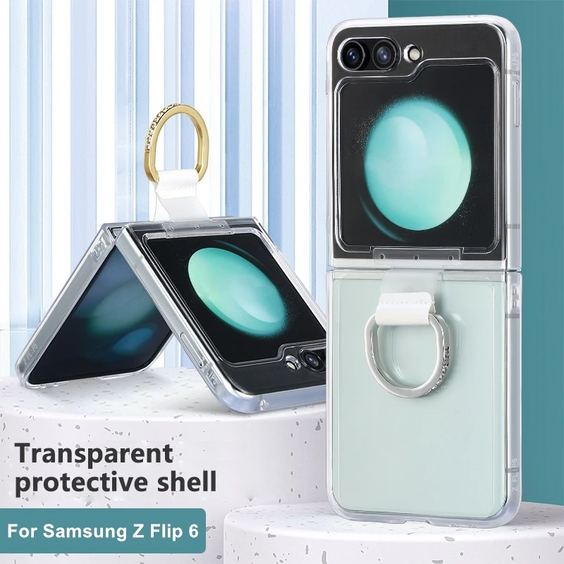 Z Flip Clear Case with Diamond Ring Anti-scratch