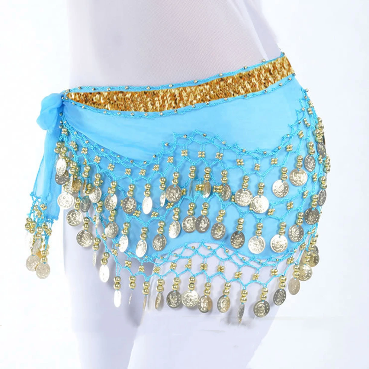 Belly Dancer Hp Scarf Sarong Skrt Wrap Sequns Flow Con Skrt Scarf