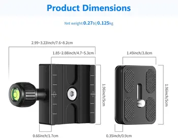 NEEWER Metal 50mm Quick Shoe Base Clamp and QR Plate with Bubble Level and Adjustable Lever Knob, Compatible with Arca Swiss product image