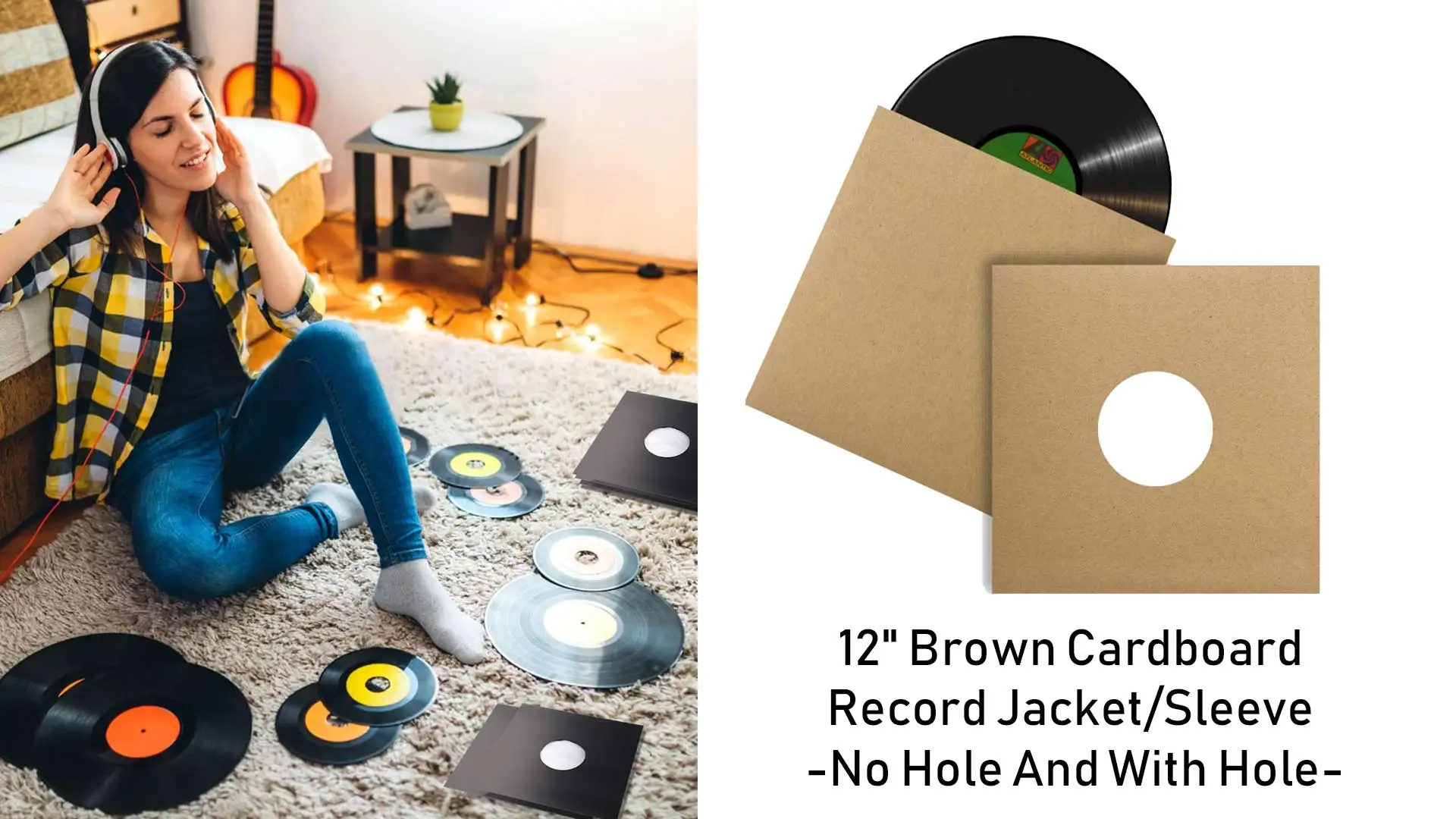 20PCS Black 12-Inch LP Vinyl Record Jackets, 350gsm Cardboard Sleeves With No Center Hole, Blank Album Covers For 33 RPM Storage & Protection, Thick LP Jackets For Record Storage - View #11