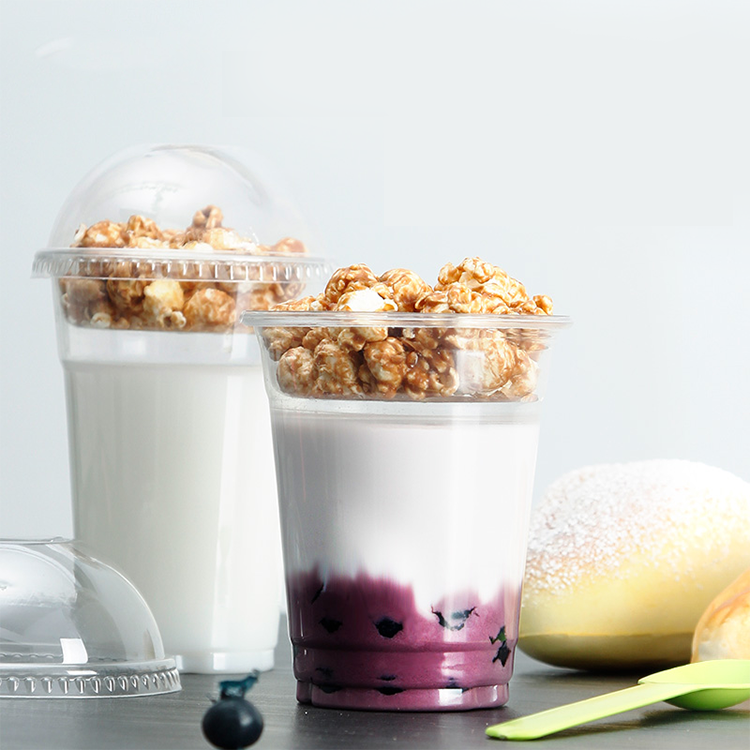 
Прозрачная Пластиковая Вставка OEM для домашних животных, 12 унций, 85 ММД, чашки, одноразовые чашки для йогурта с купольной крышкой и внутренней крышкой 