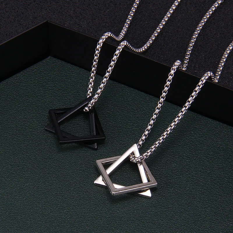 Geometry Interlocking Square Double Triangle Male Pendant For Men ...