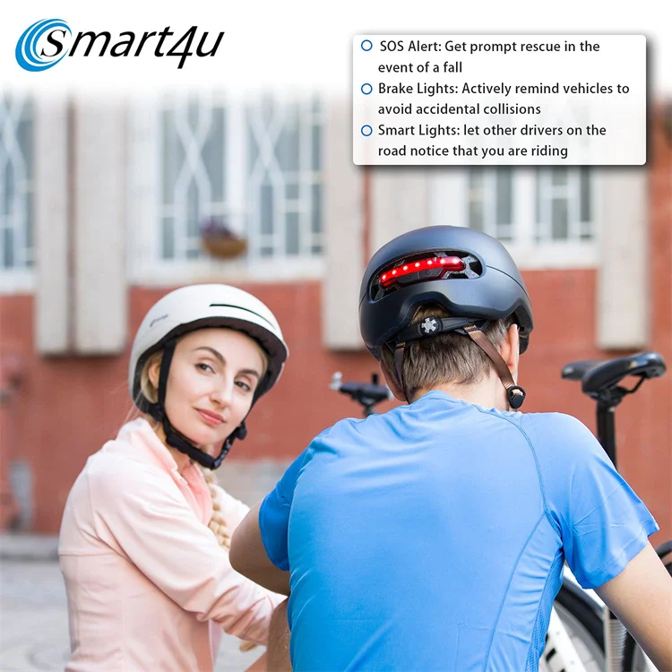 SMART4U SH55M Casque de vélo Smart Taille M Bluetooth 4.1 LED Wit