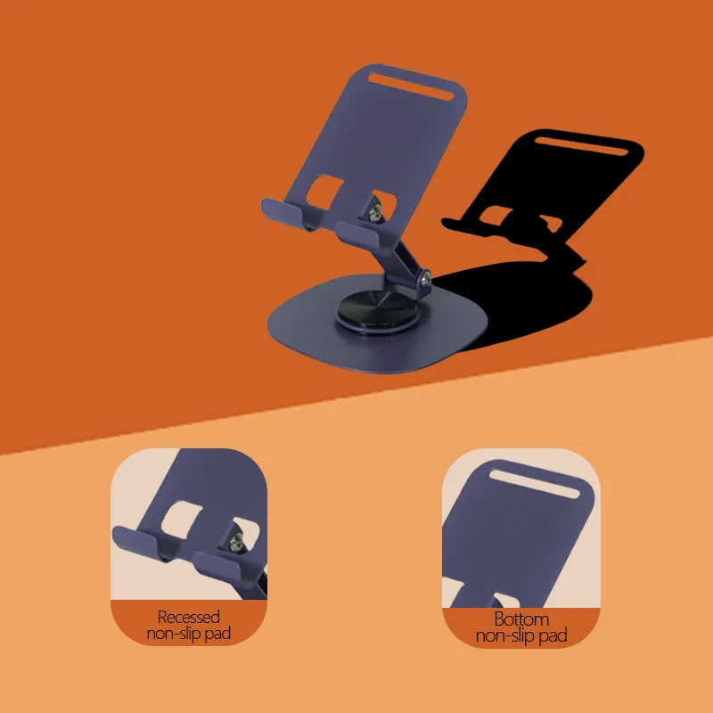 2025 New Design Foldable Phone Stand for Desk  Anti-slip 360 Rotating Metal Mobile Phone Holders for All Phones Dock Holder