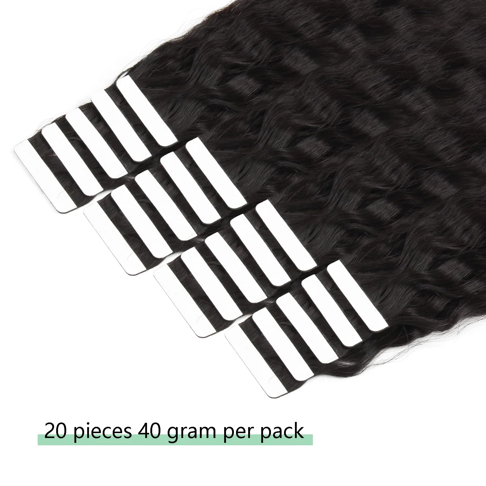 Kinky Straight Tape in Hair Extensions #1B Prawdziwe włosy ludzkie 16-26 cali_voghion.com