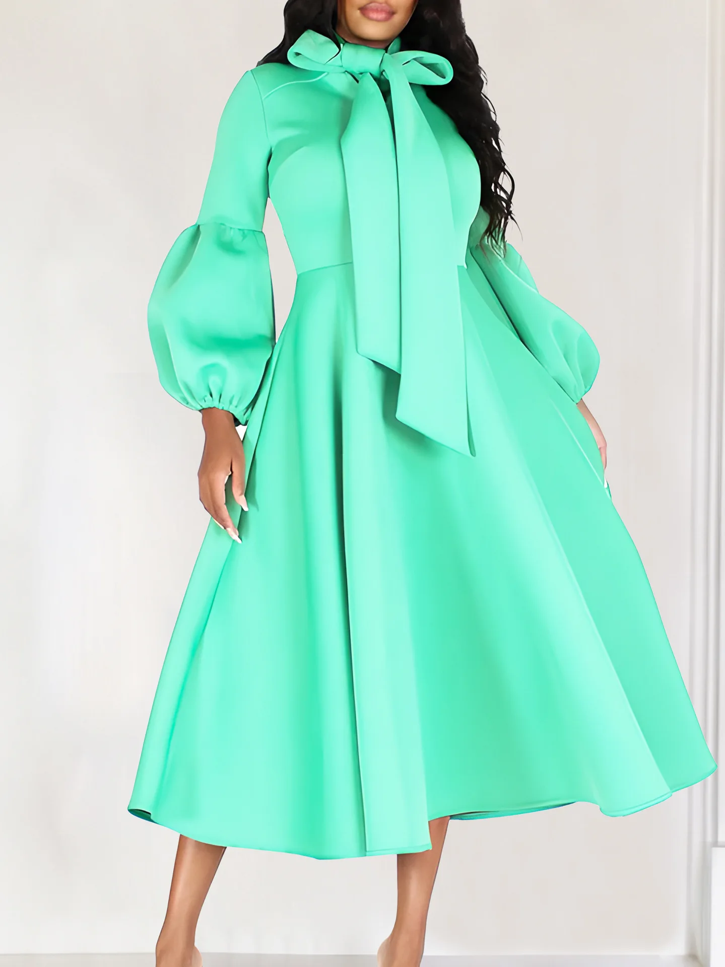 Church Dresses for Black Women African Fashion Bow Neck Fashion Party Dress  Women Nice Dress