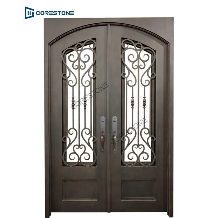 Foshan Wrought Iron Full Glass Door with Sidelights Security