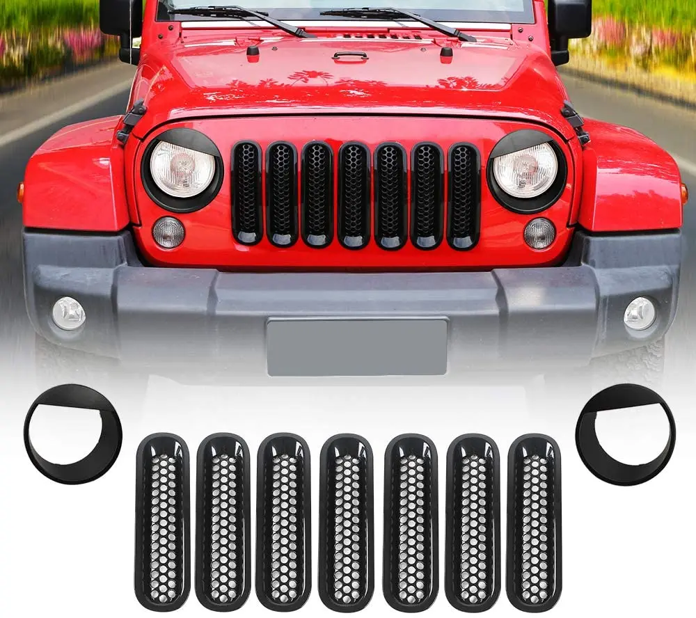Wholesale Black Car Front Grill Inserts Kit For 1997-2006 Jeep Wrangler Tj  - Buy Car Front Grille Cover,Front Grill Inserts Kits,Car Accessories  Product on 