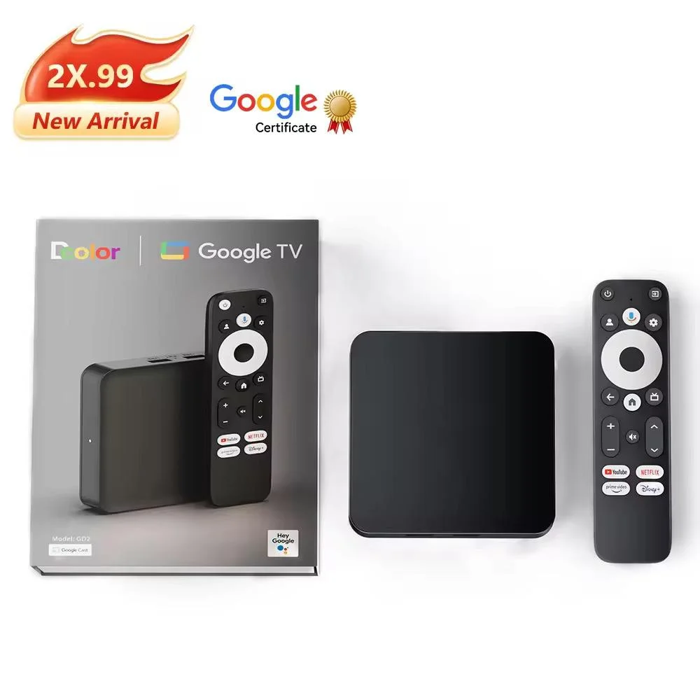 Latest Model Dcolor GD2 Google Certified Android 12 TV BOX S905y4 Set Top Box 4k Tv Panel