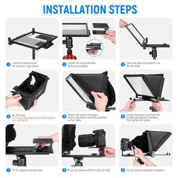 Recording Video and Audio Tv Prompter Hd Display NEEWER X12 Aluminum Teleprompter With RT-110 Remote Control product image