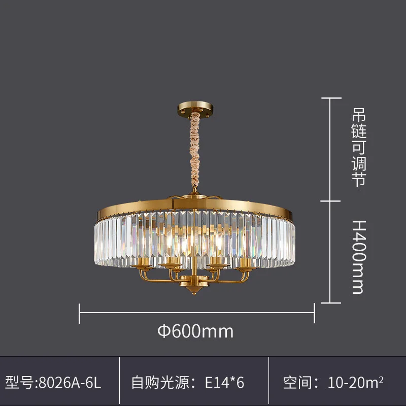 MEEROSEE Golden Chandelier Italian Crystal Hanging Light Round Pendant Light Fixture MD87125/MD92351