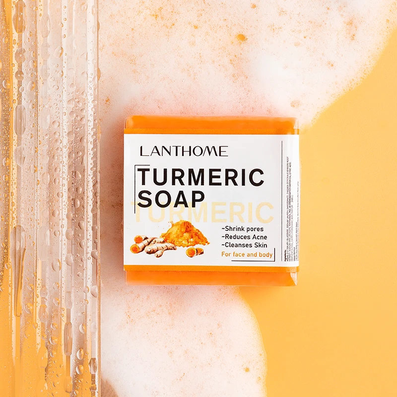 Lanthome Private Label Best Seller Soap Skin Bright Helps Dark Spots Organic Natural Bath Soap Handmade Turmeric Soap