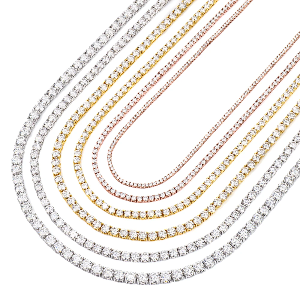 Moissanite Luxury Men Women Hip Hop Iced Out Fine Jewelry 5MM S925 Silver Vvs Moissanite Tennis Chain Necklace