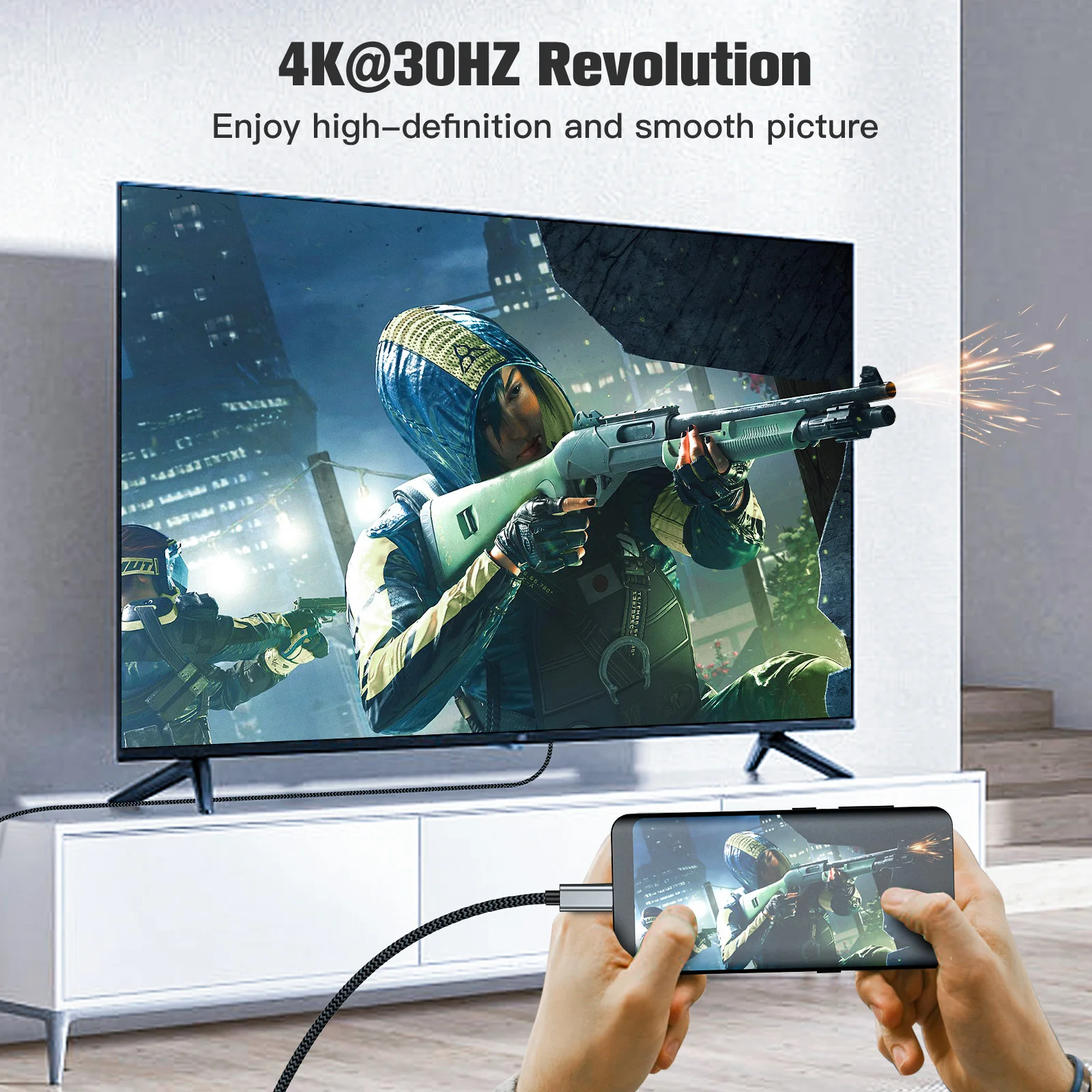 4k 30hz Usb 3.1 Usbc Type C To Hdmi Cable Hdtv Adapter Connect Mobile