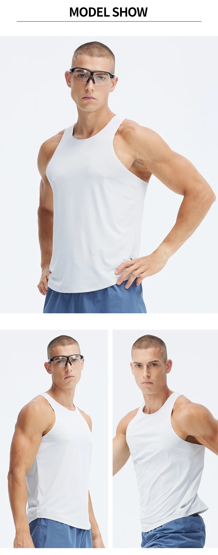 Men Outdoor Athletic Joggering Tops 100 Polyester High Elastic Vests Mens Gym Sportswear Quick