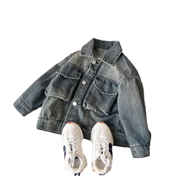 2025 Autumn Winter New Children's Denim Coat for Boys Top with Zipper Closure for Spring and Autumn Seasons