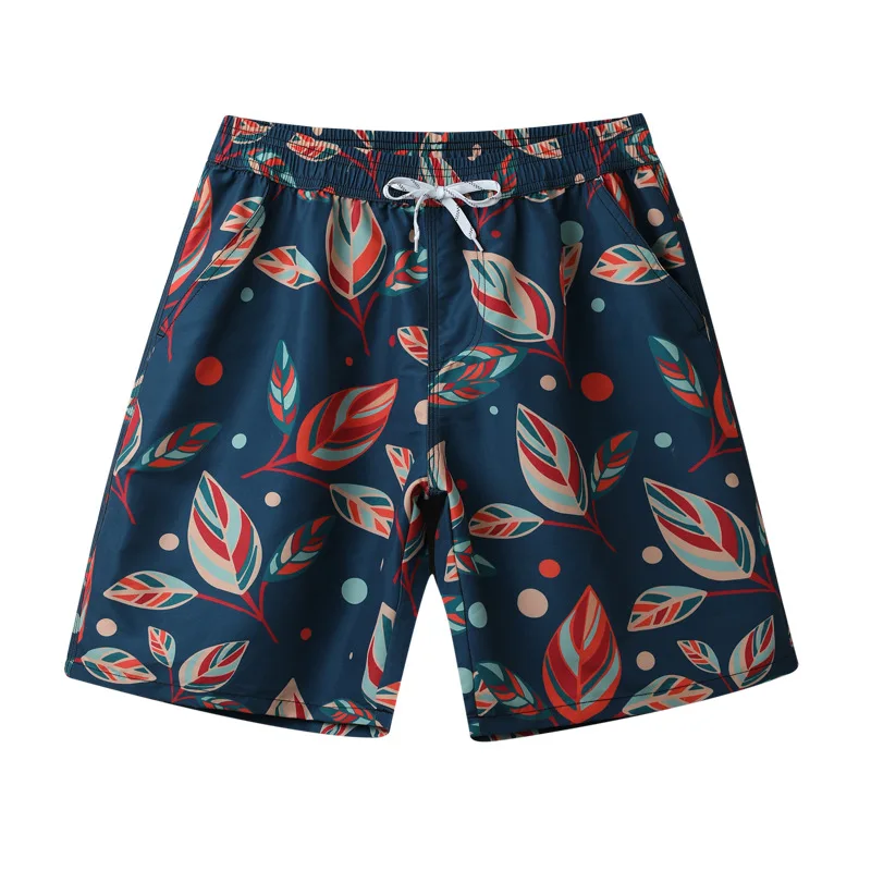 Spring Summer Men Beach Shorts Coconut Tree Pattern Elastic Short Pants Drawstring Bermuda Board Shorts175_voghion.com