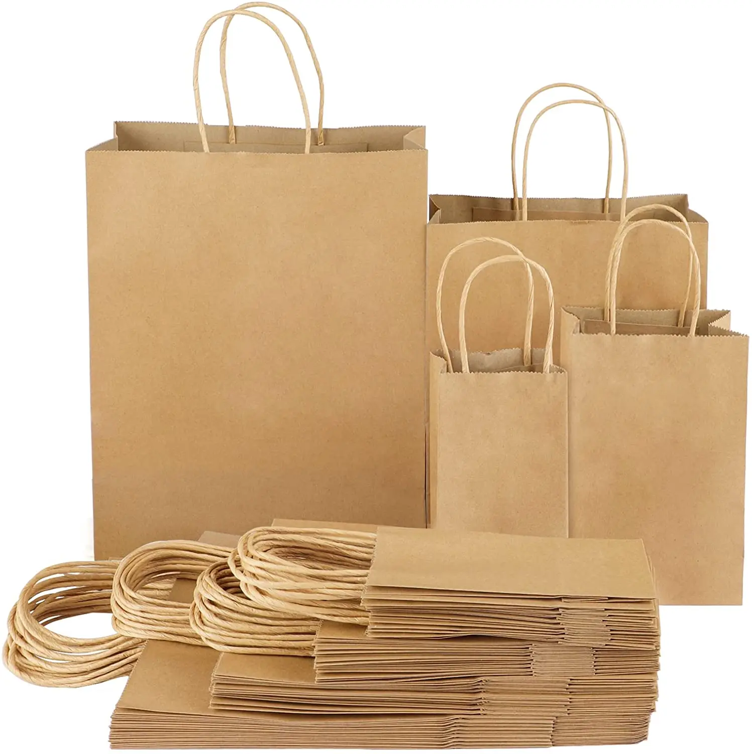 Recyclable Takeaway Carry Brown Kraft Paper Bag with logo square Bottom ...