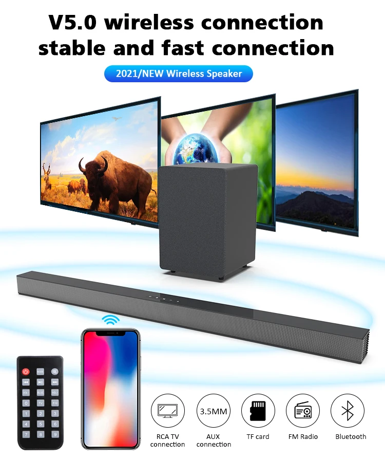 Wholesale Tv Bass Soundbar with Subwoofer Active Multimedia Home USB 2.1 Sound Bar Soundbar 5.1 Home Theater Bluetooth No Player