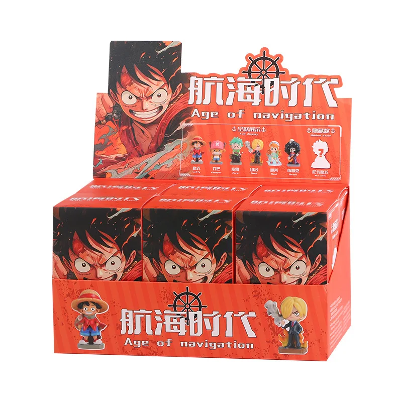 6PCS Mystery PVC Anime Figurine Blind Boxes 3D Resin 1Piece Luffy Zoro Nami Figures Surprise Collectible Doll Toy Anime Figure