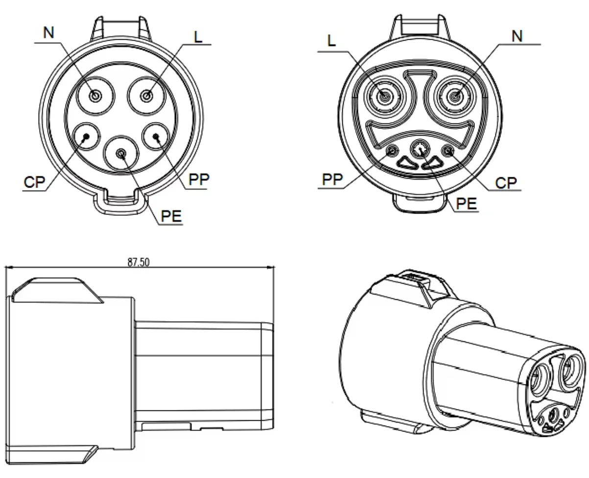 Cheap Factory Price SAE J1772 Electric Car Type 1 Charging Car Charging Plug Entry Socket Adapter
