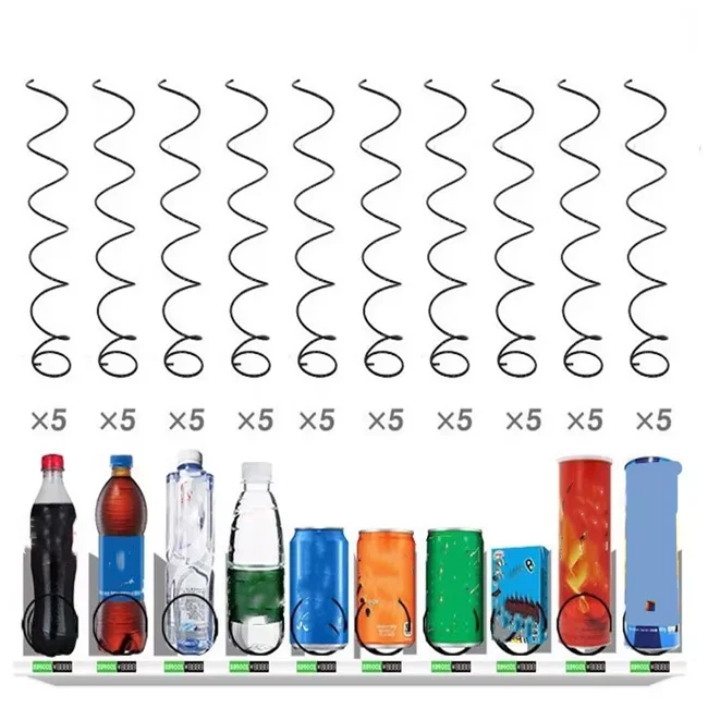 Factory Custom 3 5 10 Grids Beverage Bottle Spiral Spring 17.7 Inches OD66mm Vending Machine Motors Black Metal Coils Industrial