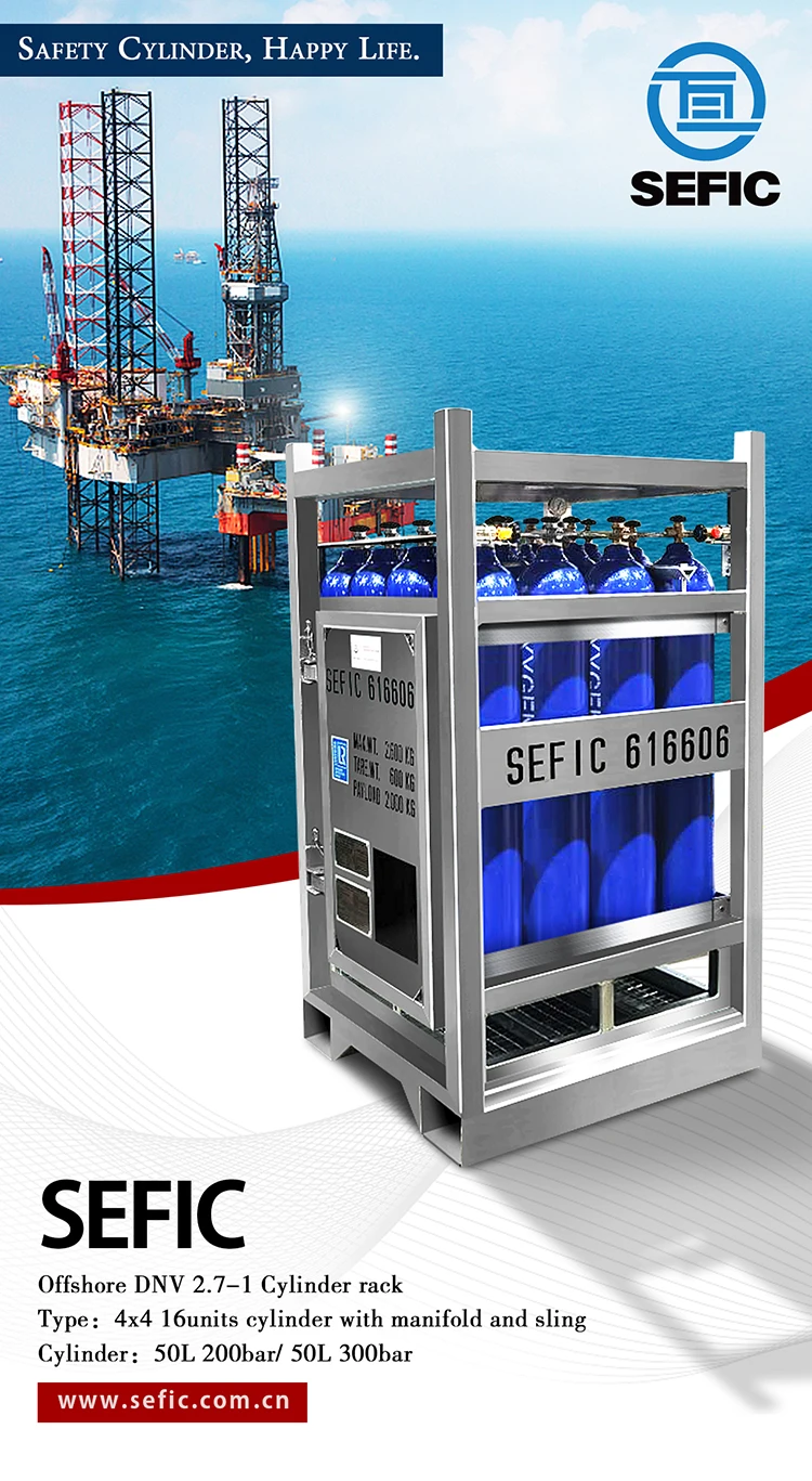 16 Units Offshore Gas Cylinder Rack Dnv Nitrogen Oxygen Argon Gas