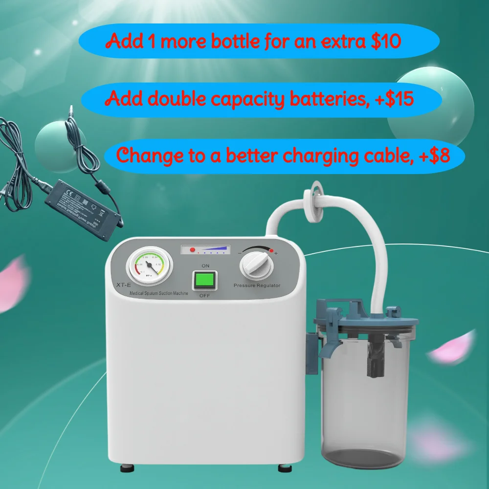 Home Use Portable Sputum Aspirator Unit With Low Noise Battery Operated