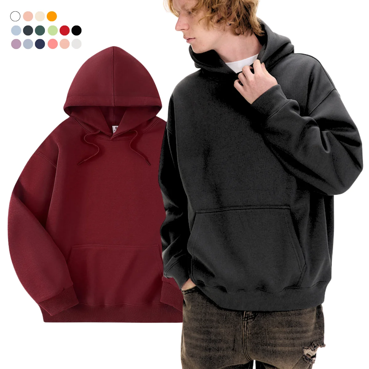 High Quality Custom Logo Designer Black Unisex-Hoodie Manufacturers New Winters Working Oem Hoodies for Men Clothing Brand